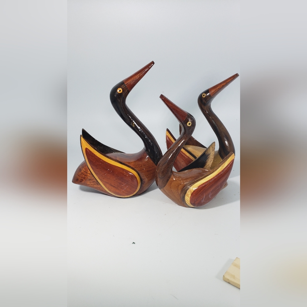 Set of 3 carved wooden ducks